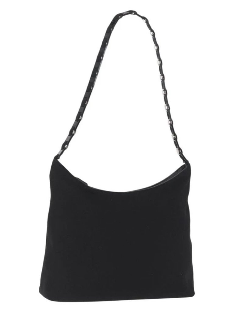 Salvatore Ferragamo Shoulder Bag Nylon Black Silver Auth 164064